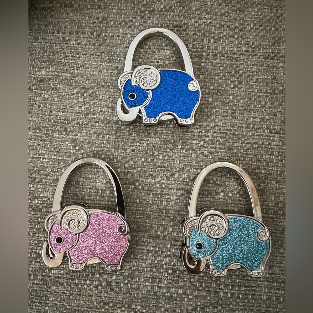 Bag Hook - Sparkling Pink Elephant Purse Holder - New Handbag Accessory - Picture 7 of 9